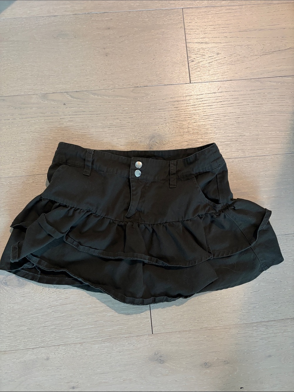 Tiered Ruffle Mini Skirt in Black Y2k